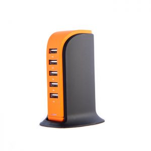 شارژر رومیزی با 5 پورت USB - رنگ نارنجی
