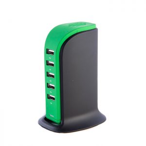 شارژر رومیزی با 5 پورت USB - رنگ سبز