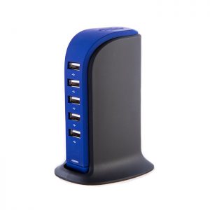 شارژر رومیزی با 5 پورت USB - رنگ آبی